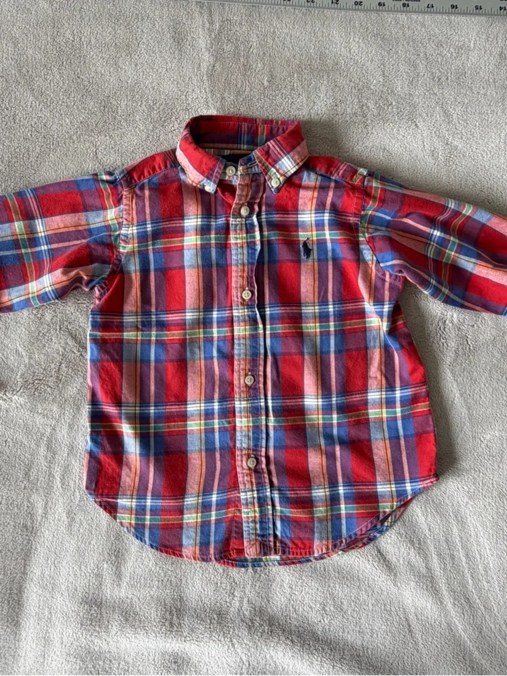 Ralph Lauren Boys 2T Plaid Cotton Button Down Shirt Preppy Academia